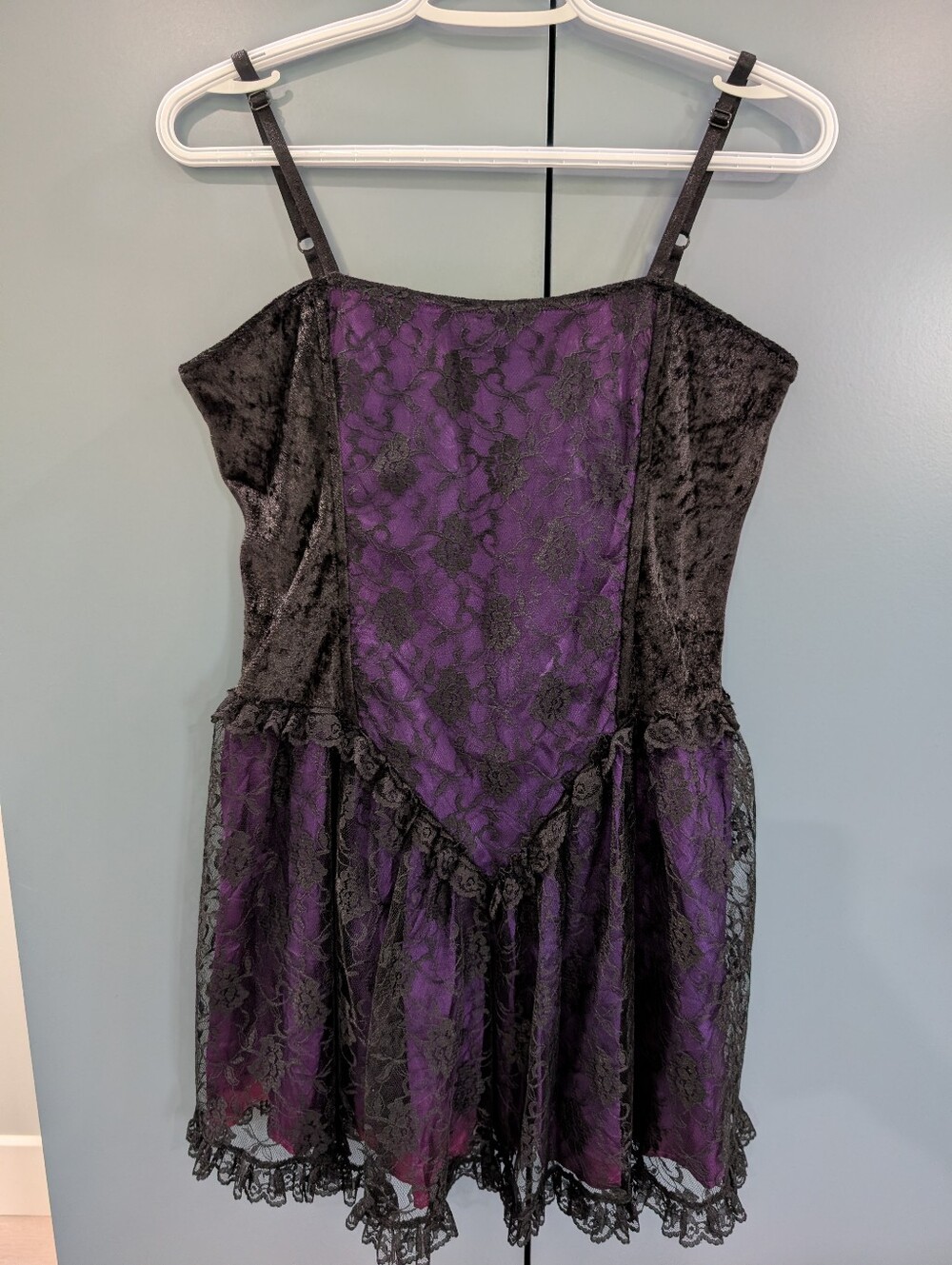 Eternal Black And Purple Crushed Velvet & Lace Dress